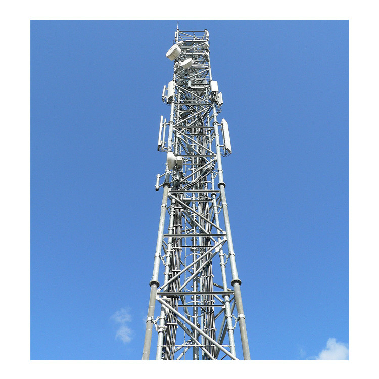 Telecommunication Gsm Tubular Steel Tower 60 Feet