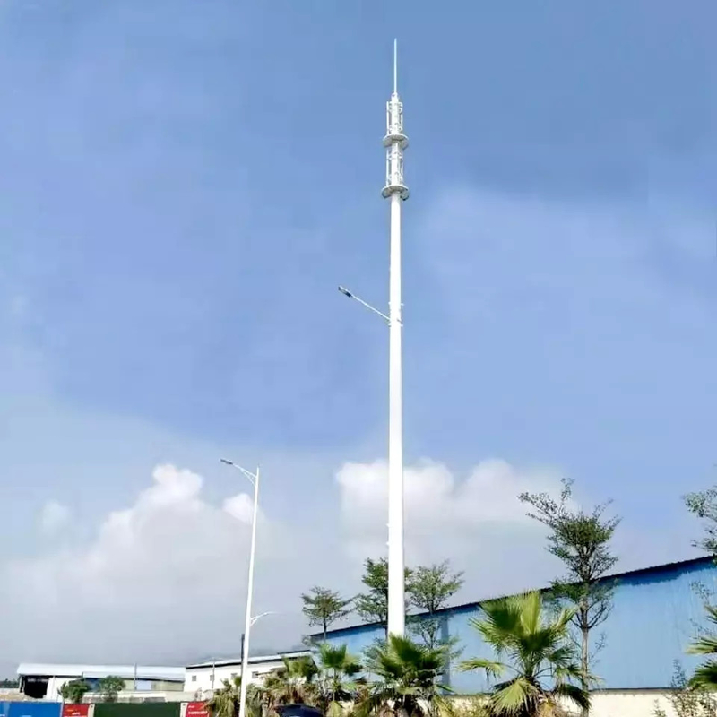 High Mast Galvanized Steel Tubular Pole 35m Self Supporting