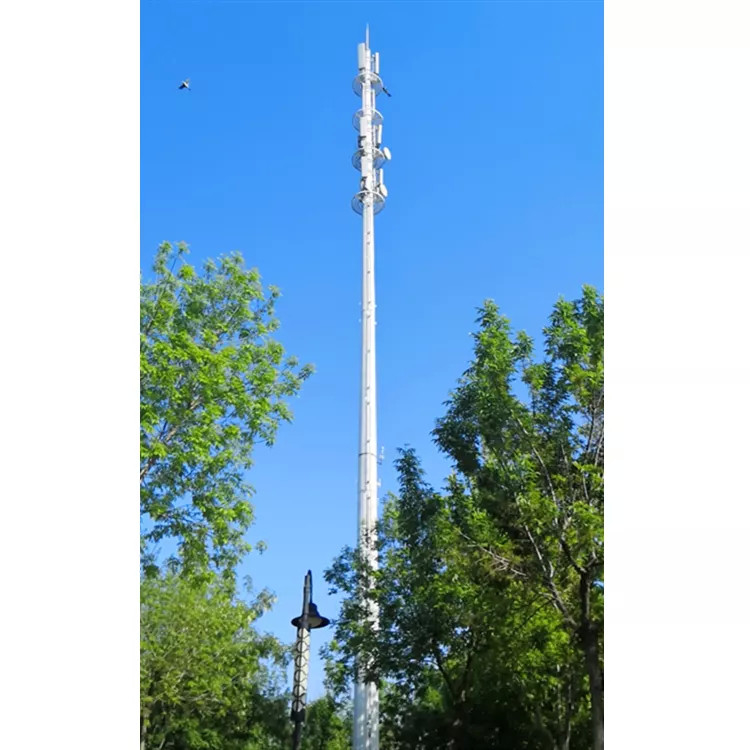 Steel 80 Meter Monopole Antenna Tower Wifi Telecommunication