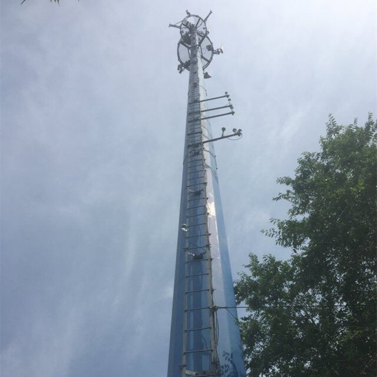 Flange Connection MW Antenna Monopole Steel Tower 80m